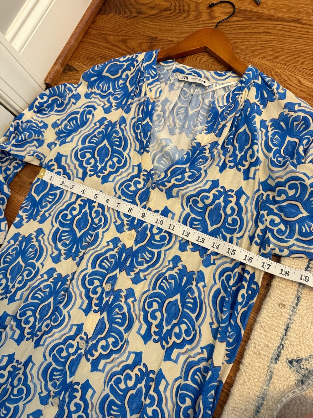 Zara Medallion Print Button Down Tunic Kaftan Midi Dress Size Small - Picture 6 of 9